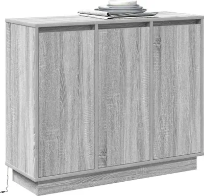 Image de vidaXL Sideboard LED gris Sonoma 90 x 32 x 75 cm Bois composite