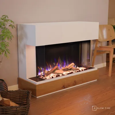 Produktbild von Glow Fire Elektrokamin 'Curie' | LED Standkamin in weiß mit Heizung (1500 W) | HxBxT: 114x89x41,5cm