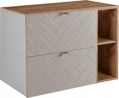 Produktbild von RODAN | Waschbeckunterschrank 80 cm - Beige Matt - Badezimmerschränke - Badmöbel - Waschbecken Unterschränke - Arbeitsplatte - Braune Bücherregal