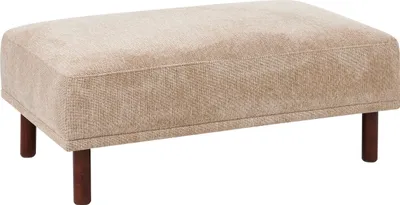 Produktbild von BELIANI Ottomane Beige aus Stoff Wasserabweisend Gepolstert Rechteckig mit Holzbeinen Fußhocker Fußablage Sofahocker Wohnzimmermöbel