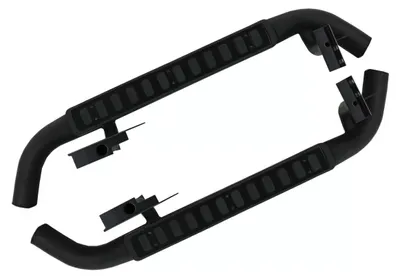 Imagen del producto de Pasamanos laterales para Land Rover Defender 90, modelo de 1990 a 2016, edición negra.