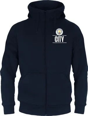 Produktbild von Manchester City FC - Hoodie mit durchgehendem Reißverschluss für Herren, Fleece GF200 (L) (Dunkles Marineblau)