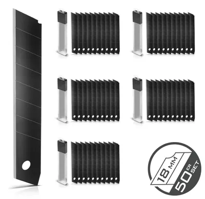 Produktbild von STAHLWERK Klingen 18 mm für Cuttermesser im 50er Set schwarze Abbrechklingen