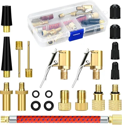 Imagen del producto de Kit de adaptadores de válvula para bicicleta - 21 piezas - Con conexiones rápidas