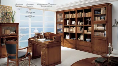 Produktbild von Schreibtisch Stuhl aus Holz Armlehnen Büromöbel Design Office Einrichtung 2tlg