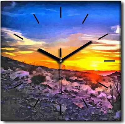 Produktbild von Coloray Uhr auf Leinwand 30x30 cm Wand Uhr Dekoration Wohnzimmer Segeltuch schwarze Hände -Aquarelle Abstraktion.