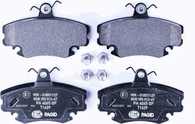 Imagen del producto de HELLA 8DB 355 012-671. Juego de pastillas de freno delanteras para RENAULT CLIO II (BB0/1/2, CB0/1/2), TWINGO I (C06), MEGANE I (BA0/1), compatible con DACIA SANDERO