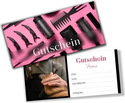 Produktbild von itenga Geschenkgutschein Fotodesign - Motiv FRISEUR Postkarte zum Ausfüllen 21,0 x 9,8 cm