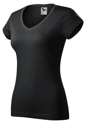 Productafbeelding van Malfini - Dames T-shirt, V-hals, aansluitend model, artikelnummer PP10151 (maat S), kleur: ebbenhoutgrijs