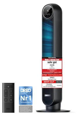 Produktbild von DREO Leiser Turmventilator, 10 m Wurfweite 8 Geschwindigstufen 4 Modi 8 Std. Tim