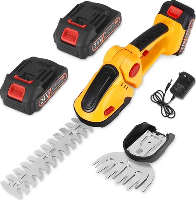 Produktbild von 2‑in‑1 Heckenschere & Grasschere - Strauch- und Rasentrimmer - Kabellos - 24 V Akku - Handgerät - Gelb