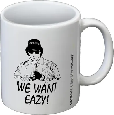 Produktbild von Eazy-E - "We Want Eazy" Kaffeebecher PM12324 (12 cm x 8,7 cm x 10,5 cm) (Weiß/Weiß/Schwarz/Schwarz)