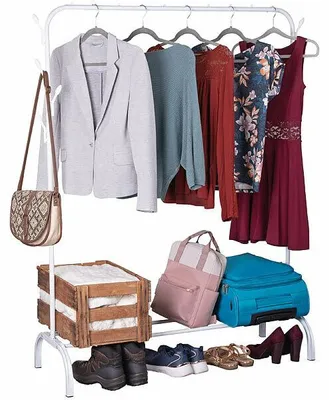 Image de Portant à vêtements simple avec 8 crochets coloris blanc