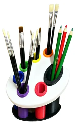 Produktbild von 3D-gedruckter Farbpaletten-Stifthalter für den Schreibtisch, PLA-Organizer für Pinsel, Bleistifte und Marker, einzigartiges Geschenk für Künstler, Lehrer und Schüler