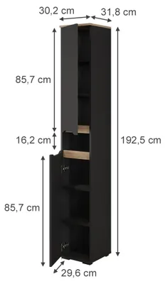 Productafbeelding van Badkamermeubel Vicco Ruben, antraciet/ambachtelijk eikenhout, 30,2 x 192,5 cm, model 62916