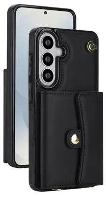 Immagine prodotto di Custodia a libro per cellulare Samsung Galaxy S26 Plus, con tracolla, scomparto RFID per carte, nera
