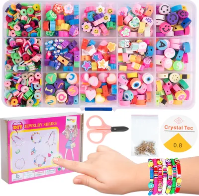 Produktbild von MalPlay Perlenset zur Herstellung von Armbändern, Ohrringen und Halsketten, Perlen Schmuck Set, DIY Bastelperlen, Kinder ab 6 Jahren