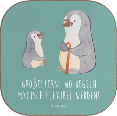Produktbild von Mr. & Mrs. Panda Tassenuntersetzer Großeltern Magie - Meeresbrise - Geschenk, Untersetzer Tasse, herzerwärmende Sprüche, Enkelkinder, Tischuntersetzer, Weisheit, Glas