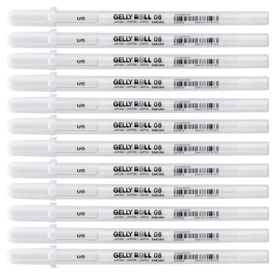 Productafbeelding van Sakura Gelly rolpennen Wit - Classic 08 gel inkt - Waterbasis - Doos met 12 pennen
