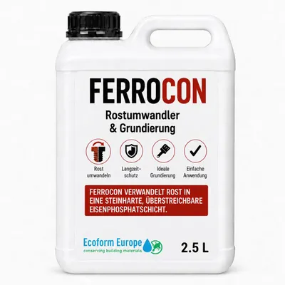 Produktbild von Ferrocon 2,5 Liter – ca. 20 m² – Rostumwandler & Rostentferner – Für Stahl, Eisen, Gusseisen und Kupfer