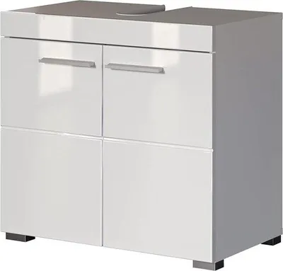 Produktbild von Badezimmerkorpus – Unterschrank für Waschtisch – Aufbewahrung im Badezimmer – – 60 x 56 cm – Weiß, Hochglanz