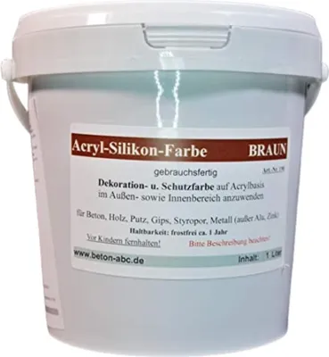 Produktbild von Braun - Beton Farbe - Acryl Silikon Farbe für innen und Außen 1 Liter