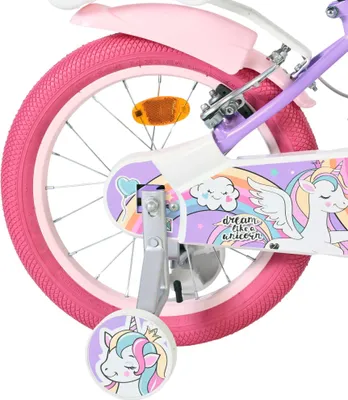Produktbild von Volare Unicorn Kinderfahrrad - Mädchen - 16 Zoll - Lila - Zwei Handbremsen