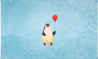 Produktbild von Mr. & Mrs. Panda Handtuch Pinguin Luftballon - Eisblau - Geschenk, 50x100, Baumwollhandtuch, Liebe, Kirmes, gesichtshandtuch, Beste Freundin, Flauschtuch, Jahrmarkt