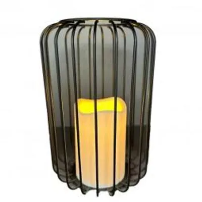 Produktbild von Windlicht aus Metall mit LED Kerze H x 22 cm, mit Timer