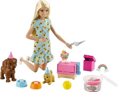 Image de Barbie Set de jeu de fête pour chiens avec poupée avec pâte à modeler de jeu et accessoires