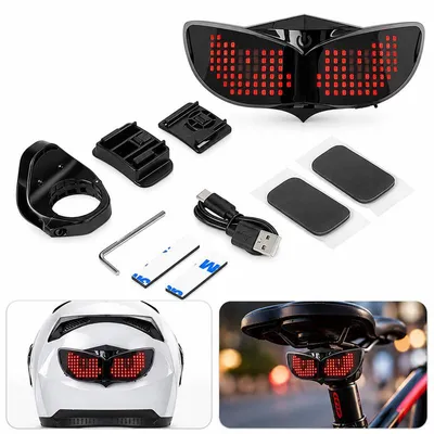 Produktbild von LED Helmlicht mit Rücklicht und Bremslicht Sensor, USB aufladbar, programmierbares LED Display, wasserdichtes Sicherheitslicht für Fahrrad Motorrad Helm