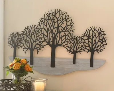 Produktbild von 3D Wandbild Bäume Metall & Holz 100x59cm