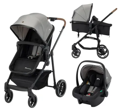 Zdjęcie produktu dla Bebeconfort Haze Trio Lux, wózek dziecięcy 3 w 1 z fotelikiem samochodowym (i-Size), 0–4 lata (maks. 22 kg), siedzisko 2 w 1, pozycja leżąca, kolor Tinted Grey