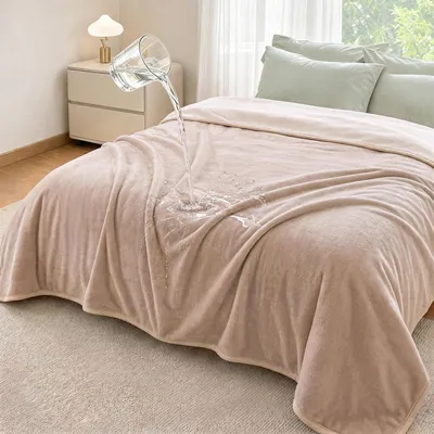 Obrázok produktu pre Ochranná podložka pre psa, nepremokavá, plyšová, 229x275 cm, farba khaki, materiál: flanel