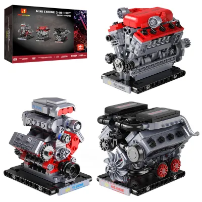 Immagine prodotto di Kit di montaggio mini motore 3 in 1, motori V8, V12, W16, mattoncini da costruzione, giocattoli da costruzione