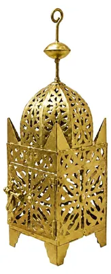 Produktbild von Marokkanische Laterne Frane Gold 42 cm, handgefertigte Orient Laterne aus Metall, Gartenlaterne und Windlicht für Kerzen, Deko für Wohnzimmer, Terrasse, Balkon und Eingangsbereich,