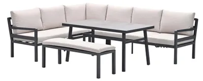 Produktbild von Garden Impressions Corsica Lounge-Dining Set - 4-teilig - links - carbon black - desert sand - slate grau keramisch Glass