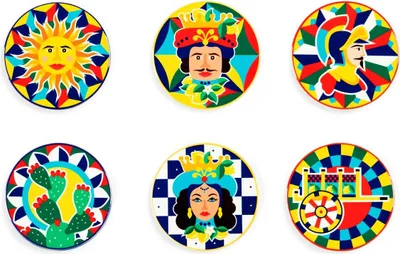 Produktbild von Excelsa Set mit 6 Untersetzern Sicilian Rhapsody Keramik 10,5x1x10,5 cm Bunt