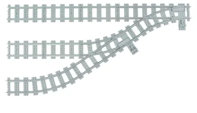 Productafbeelding van Trixbrix Rangeerterrein 3-sporig links R40 – rails voor LEGO® City trein, accessoires compatibel met klemblokjes