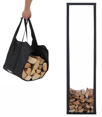 Image de Lendo Online Range-bûches 50x25x196 Acier Thermolaqué Noir