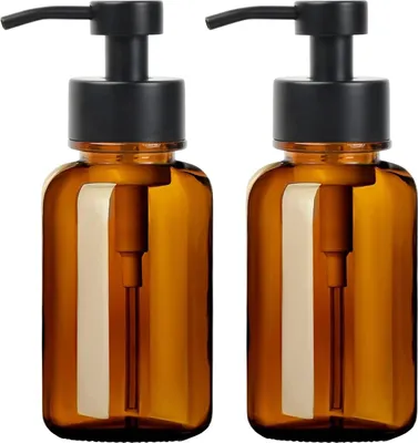 Productafbeelding van Zeepdispenser voor schuimzeep - navulbaar - 2 stuks - van glas - 400 ml