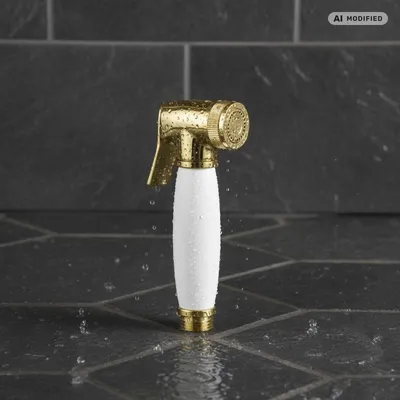 Produktbild von PaulGurkes Bidet-Brause Handbrause Gold Spraybrause mit Keramikgriff Retro Nostalgie