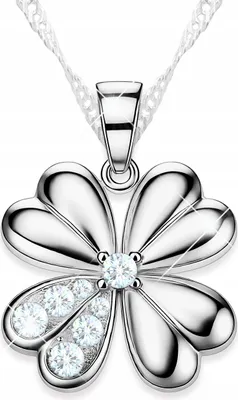 Immagine prodotto di Collana in argento con motivo a quadrifoglio, cristalli, grande quadrifoglio, ARGENTO 925