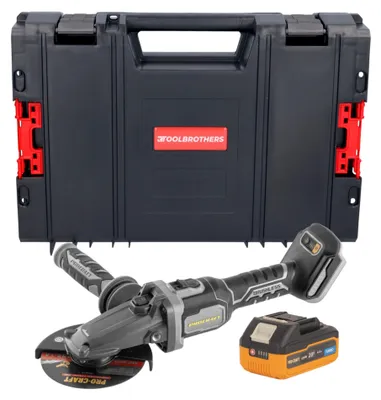 Produktbild von Procraft Industrial AG125Cbb Akku Flachkopf Winkelschleifer 20 V 125 mm Brushless + 1x Akku 4,0 Ah + RHINO Toolcase - ohne Ladegerät