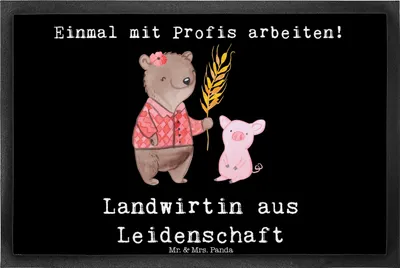 Produktbild von Mr. & Mrs. Panda Bodenvorleger Landwirtin Leidenschaft 40 x 60 cm - Schwarz - Geschenk, Bauernhof, Spruch, fußmatte, Schmutzmatte, Tierwirtin, Fußabstreifer, Witzig