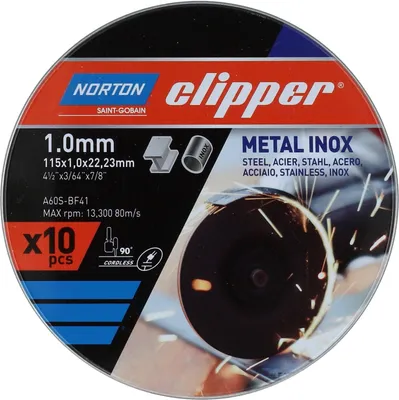 Image de Disque à tronçonner D115x1,0mm Type 41 métal-inox 13300 min-1 Alésage 22,23 mm