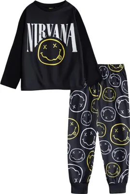 Image de Nirvana - Pyjama avec pantalon long pour enfants, manches longues NS9809 (158-164) (noir)