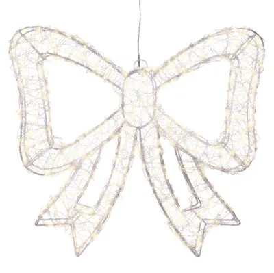 Productafbeelding van Warm wit 500 Micro-LED verlichte strik frame wit zilver 38 x 34 cm Lumineo