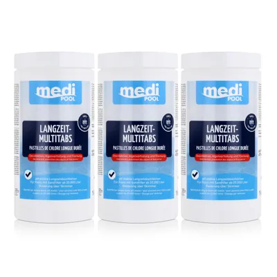 Produktbild von mediPOOL Langzeit-Multitabs 1kg - Algenverhütung und Flockung (3er Pack)