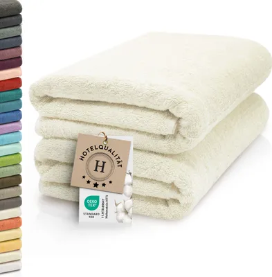 Produktbild von 2er Set Saunahandtuch, Baumwolle, 70x200 cm, karamel (beige), 420g/qm
